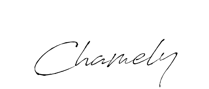 Use a signature maker to create a handwritten signature online. With this signature software, you can design (Antro_Vectra) your own signature for name Chamely. Chamely signature style 6 images and pictures png