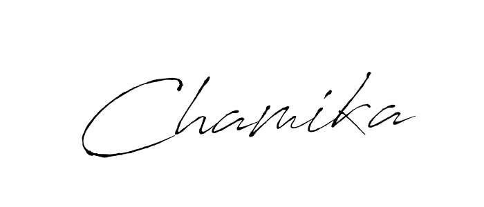 Make a beautiful signature design for name Chamika. With this signature (Antro_Vectra) style, you can create a handwritten signature for free. Chamika signature style 6 images and pictures png