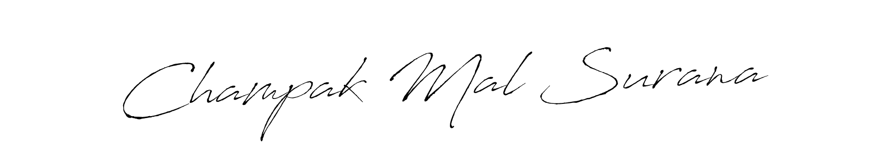 The best way (Antro_Vectra) to make a short signature is to pick only two or three words in your name. The name Champak Mal Surana include a total of six letters. For converting this name. Champak Mal Surana signature style 6 images and pictures png