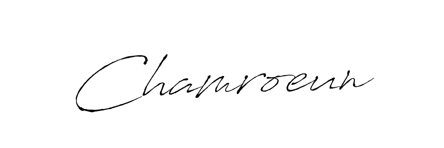 Make a beautiful signature design for name Chamroeun. With this signature (Antro_Vectra) style, you can create a handwritten signature for free. Chamroeun signature style 6 images and pictures png