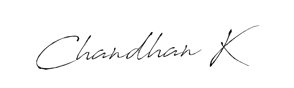 Make a beautiful signature design for name Chandhan K. With this signature (Antro_Vectra) style, you can create a handwritten signature for free. Chandhan K signature style 6 images and pictures png