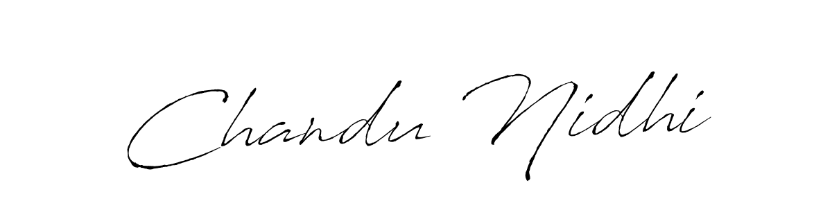 You can use this online signature creator to create a handwritten signature for the name Chandu Nidhi. This is the best online autograph maker. Chandu Nidhi signature style 6 images and pictures png