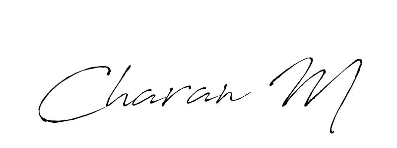 The best way (Antro_Vectra) to make a short signature is to pick only two or three words in your name. The name Charan M include a total of six letters. For converting this name. Charan M signature style 6 images and pictures png