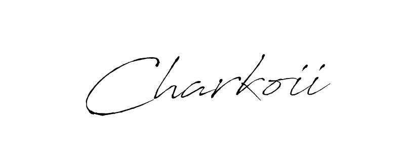 Antro_Vectra is a professional signature style that is perfect for those who want to add a touch of class to their signature. It is also a great choice for those who want to make their signature more unique. Get Charkoii name to fancy signature for free. Charkoii signature style 6 images and pictures png
