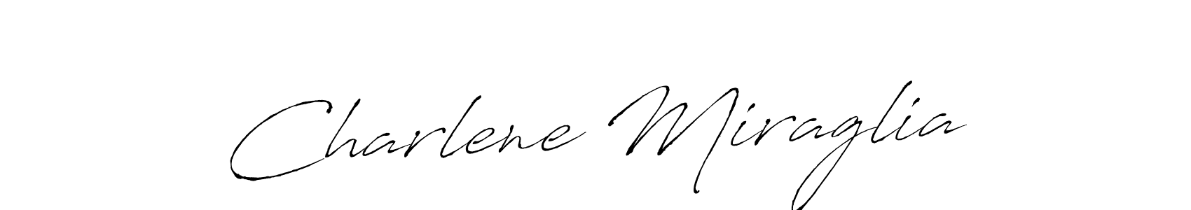 How to make Charlene Miraglia name signature. Use Antro_Vectra style for creating short signs online. This is the latest handwritten sign. Charlene Miraglia signature style 6 images and pictures png