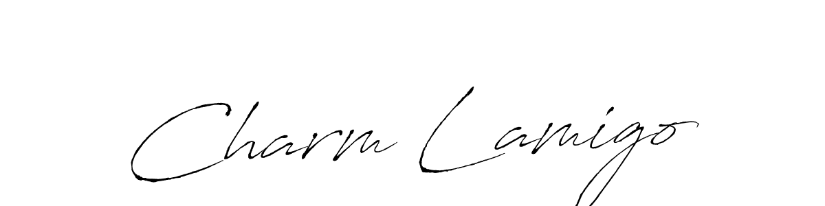 Use a signature maker to create a handwritten signature online. With this signature software, you can design (Antro_Vectra) your own signature for name Charm Lamigo. Charm Lamigo signature style 6 images and pictures png