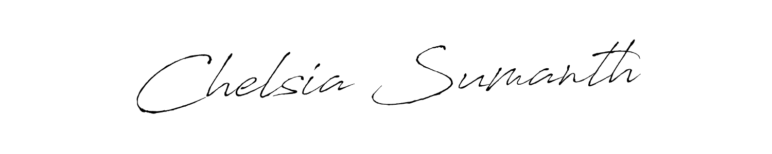 Make a beautiful signature design for name Chelsia Sumanth. With this signature (Antro_Vectra) style, you can create a handwritten signature for free. Chelsia Sumanth signature style 6 images and pictures png