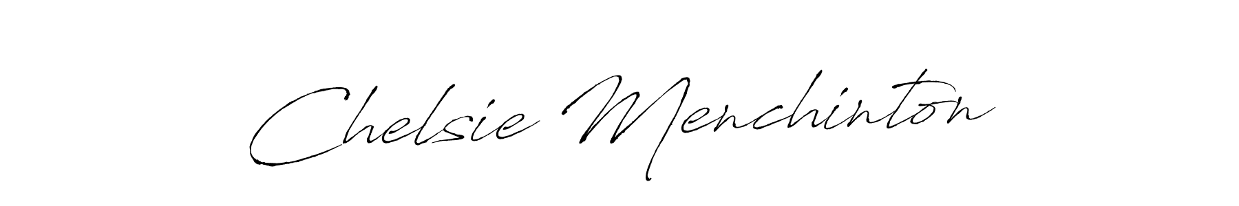 How to make Chelsie Menchinton name signature. Use Antro_Vectra style for creating short signs online. This is the latest handwritten sign. Chelsie Menchinton signature style 6 images and pictures png