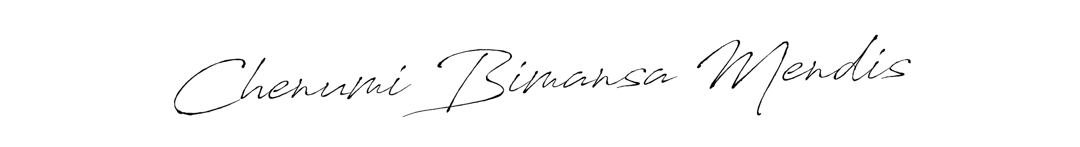 How to make Chenumi Bimansa Mendis name signature. Use Antro_Vectra style for creating short signs online. This is the latest handwritten sign. Chenumi Bimansa Mendis signature style 6 images and pictures png