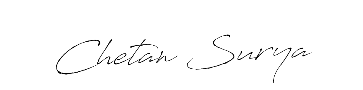 Antro_Vectra is a professional signature style that is perfect for those who want to add a touch of class to their signature. It is also a great choice for those who want to make their signature more unique. Get Chetan Surya name to fancy signature for free. Chetan Surya signature style 6 images and pictures png