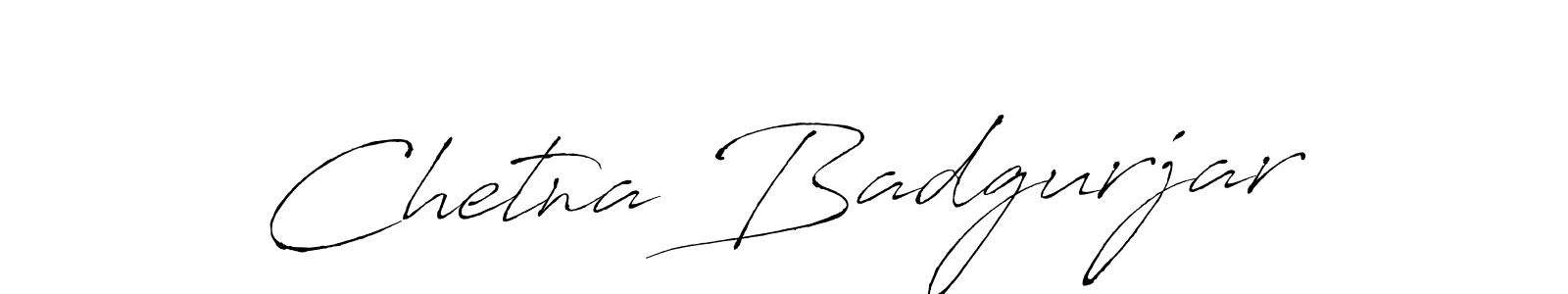 How to make Chetna Badgurjar name signature. Use Antro_Vectra style for creating short signs online. This is the latest handwritten sign. Chetna Badgurjar signature style 6 images and pictures png