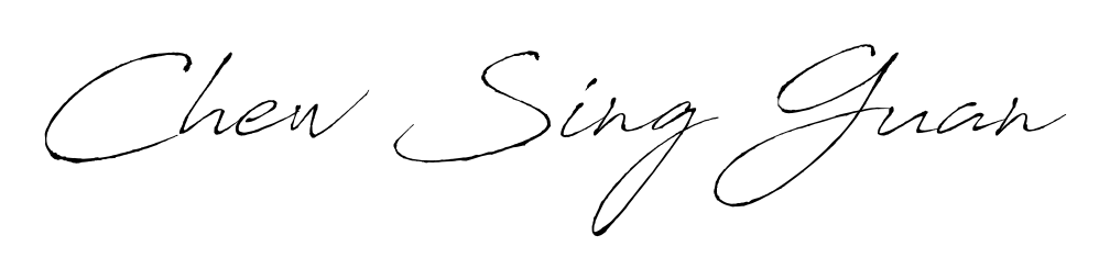 A dynamic signature style for Chew Sing Guan using Antro_Vectra script. Designed to look authentic, handwritten, and professional. Chew Sing Guan signature style 6 images and pictures png