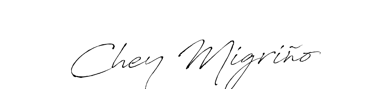 Make a beautiful signature design for name Chey Migriño. With this signature (Antro_Vectra) style, you can create a handwritten signature for free. Chey Migriño signature style 6 images and pictures png