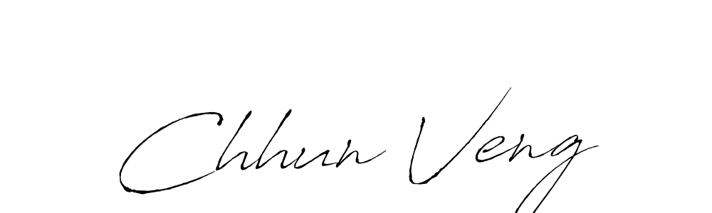 Design your own signature with our free online signature maker. With this signature software, you can create a handwritten (Antro_Vectra) signature for name Chhun Veng. Chhun Veng signature style 6 images and pictures png