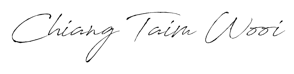 The Antro_Vectra font transforms the name Chiang Taim Wooi into an executive sign with sharp precision and distinguished character. Chiang Taim Wooi signature style 6 images and pictures png