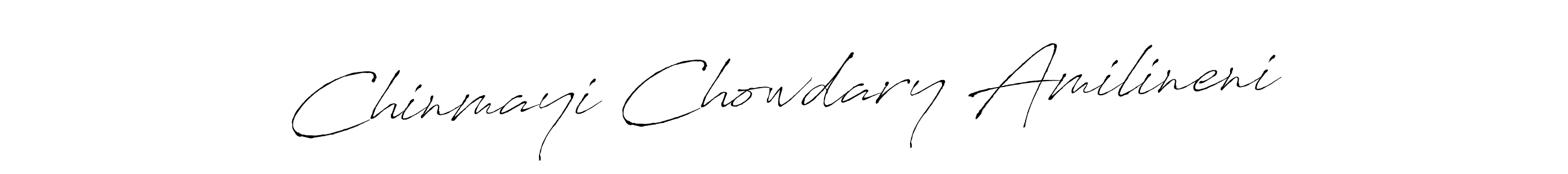 How to make Chinmayi Chowdary Amilineni name signature. Use Antro_Vectra style for creating short signs online. This is the latest handwritten sign. Chinmayi Chowdary Amilineni signature style 6 images and pictures png