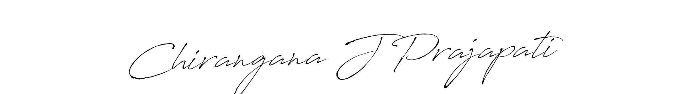 How to make Chirangana J Prajapati name signature. Use Antro_Vectra style for creating short signs online. This is the latest handwritten sign. Chirangana J Prajapati signature style 6 images and pictures png