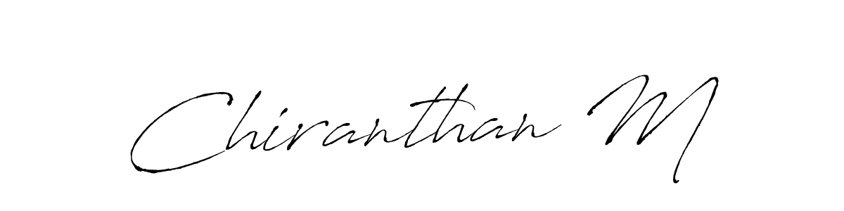 The best way (Antro_Vectra) to make a short signature is to pick only two or three words in your name. The name Chiranthan M include a total of six letters. For converting this name. Chiranthan M signature style 6 images and pictures png