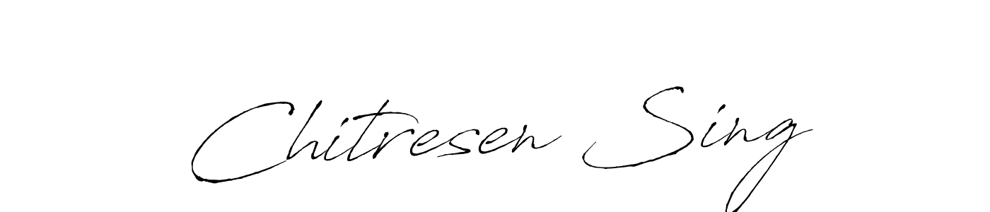 The best way (Antro_Vectra) to make a short signature is to pick only two or three words in your name. The name Chitresen Sing include a total of six letters. For converting this name. Chitresen Sing signature style 6 images and pictures png