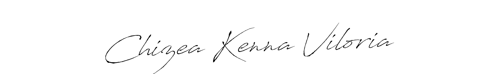 How to make Chizea Kenna Viloria name signature. Use Antro_Vectra style for creating short signs online. This is the latest handwritten sign. Chizea Kenna Viloria signature style 6 images and pictures png