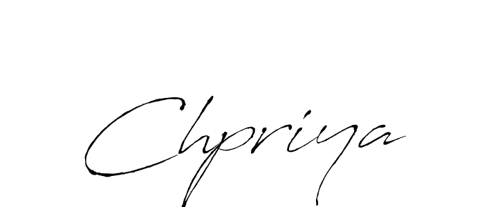 The best way (Antro_Vectra) to make a short signature is to pick only two or three words in your name. The name Chpriya include a total of six letters. For converting this name. Chpriya signature style 6 images and pictures png