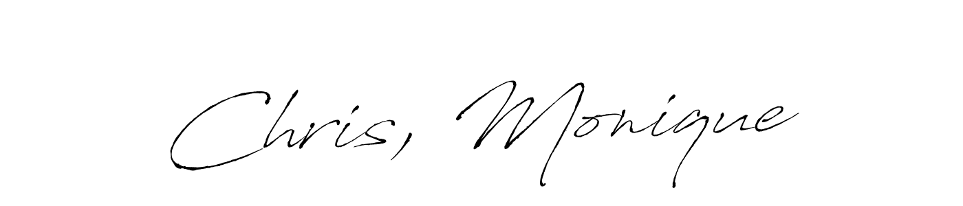 How to make Chris, Monique name signature. Use Antro_Vectra style for creating short signs online. This is the latest handwritten sign. Chris, Monique signature style 6 images and pictures png