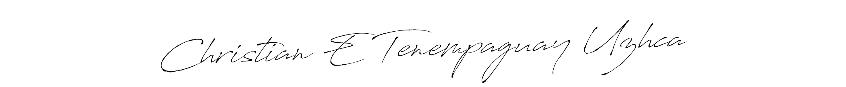 The best way (Antro_Vectra) to make a short signature is to pick only two or three words in your name. The name Christian E Tenempaguay Uzhca include a total of six letters. For converting this name. Christian E Tenempaguay Uzhca signature style 6 images and pictures png