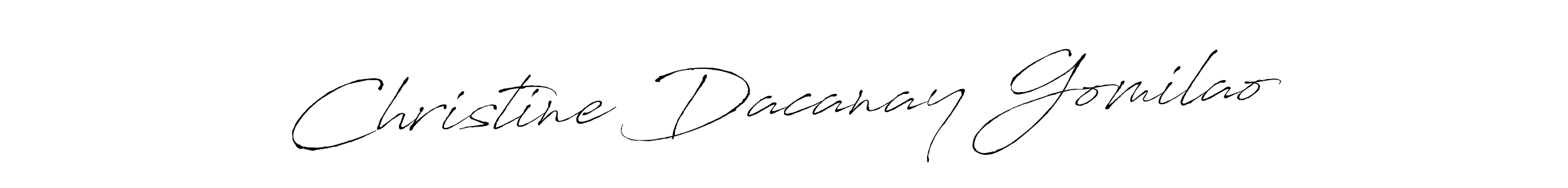 Christine Dacanay Gomilao stylish signature style. Best Handwritten Sign (Antro_Vectra) for my name. Handwritten Signature Collection Ideas for my name Christine Dacanay Gomilao. Christine Dacanay Gomilao signature style 6 images and pictures png