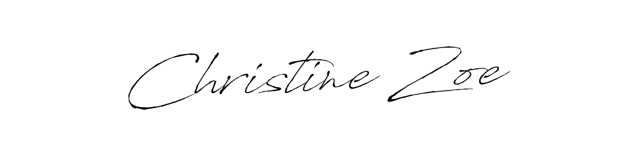 How to make Christine Zoe name signature. Use Antro_Vectra style for creating short signs online. This is the latest handwritten sign. Christine Zoe signature style 6 images and pictures png