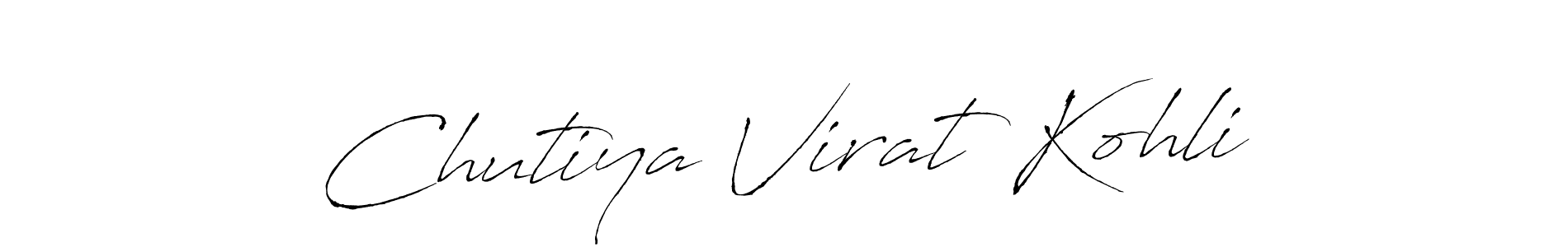 How to make Chutiya Virat Kohli name signature. Use Antro_Vectra style for creating short signs online. This is the latest handwritten sign. Chutiya Virat Kohli signature style 6 images and pictures png