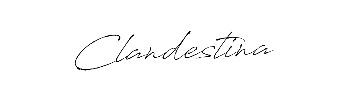 How to make Clandestina signature? Antro_Vectra is a professional autograph style. Create handwritten signature for Clandestina name. Clandestina signature style 6 images and pictures png