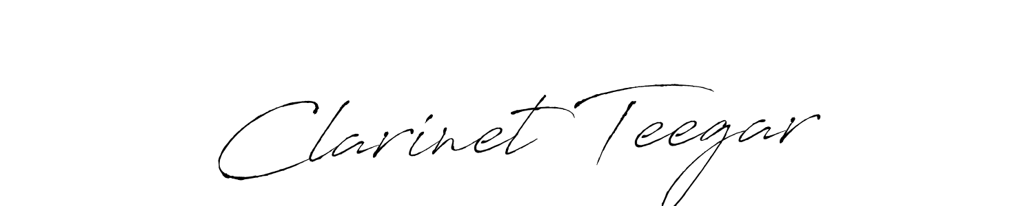 How to make Clarinet Teegar name signature. Use Antro_Vectra style for creating short signs online. This is the latest handwritten sign. Clarinet Teegar signature style 6 images and pictures png