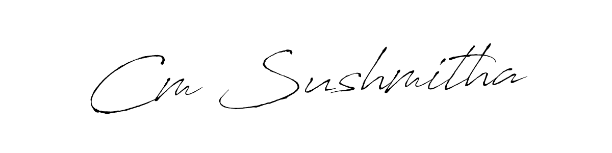 You should practise on your own different ways (Antro_Vectra) to write your name (Cm Sushmitha) in signature. don't let someone else do it for you. Cm Sushmitha signature style 6 images and pictures png