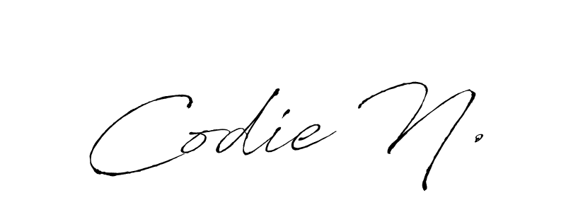 How to make Codie N. name signature. Use Antro_Vectra style for creating short signs online. This is the latest handwritten sign. Codie N. signature style 6 images and pictures png