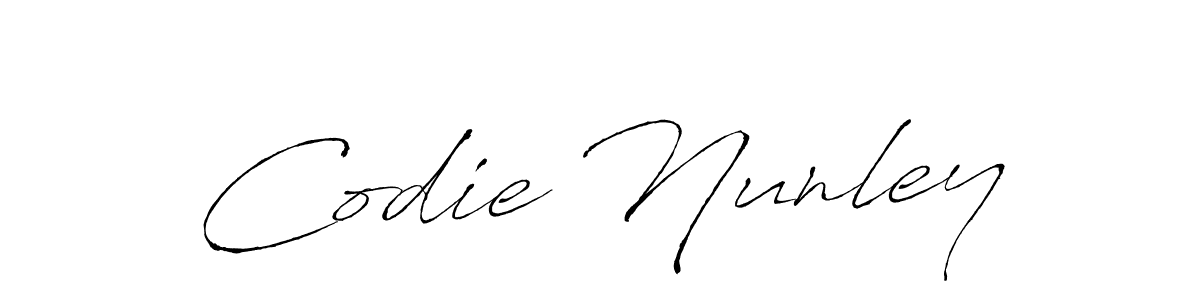 The best way (Antro_Vectra) to make a short signature is to pick only two or three words in your name. The name Codie Nunley include a total of six letters. For converting this name. Codie Nunley signature style 6 images and pictures png