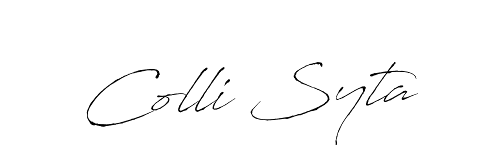 This is the best signature style for the Colli Syta name. Also you like these signature font (Antro_Vectra). Mix name signature. Colli Syta signature style 6 images and pictures png