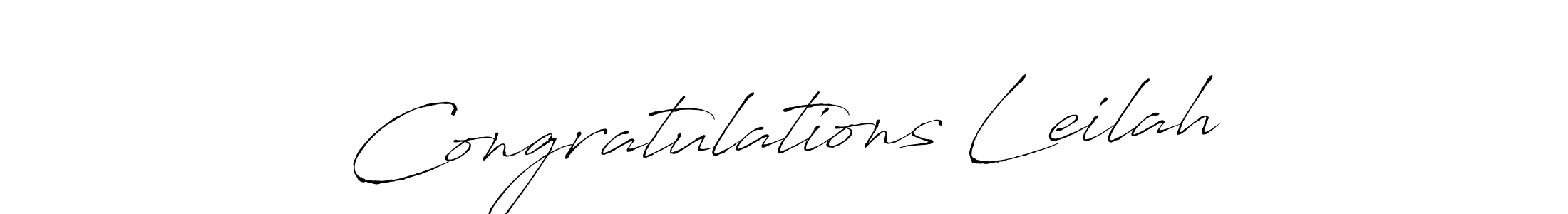 How to make Congratulations Leilah name signature. Use Antro_Vectra style for creating short signs online. This is the latest handwritten sign. Congratulations Leilah signature style 6 images and pictures png