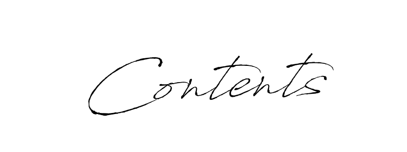 Use a signature maker to create a handwritten signature online. With this signature software, you can design (Antro_Vectra) your own signature for name Contents. Contents signature style 6 images and pictures png