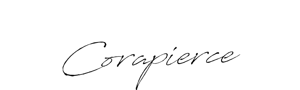 if you are searching for the best signature style for your name Corapierce. so please give up your signature search. here we have designed multiple signature styles  using Antro_Vectra. Corapierce signature style 6 images and pictures png