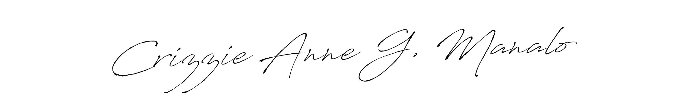 Create a beautiful signature design for name Crizzie Anne G. Manalo. With this signature (Antro_Vectra) fonts, you can make a handwritten signature for free. Crizzie Anne G. Manalo signature style 6 images and pictures png