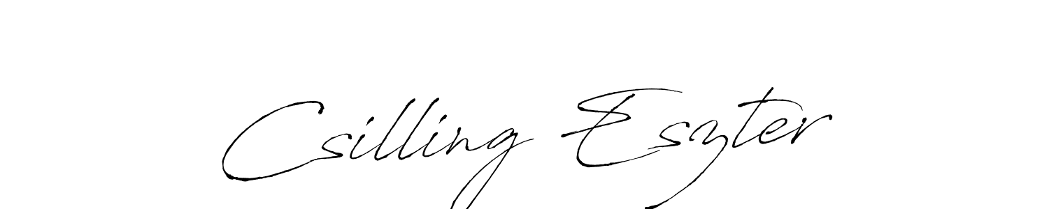 Similarly Antro_Vectra is the best handwritten signature design. Signature creator online .You can use it as an online autograph creator for name Csilling Eszter. Csilling Eszter signature style 6 images and pictures png