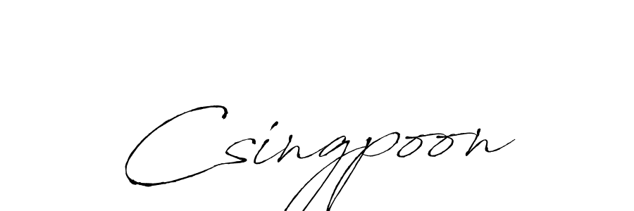 Use a signature maker to create a handwritten signature online. With this signature software, you can design (Antro_Vectra) your own signature for name Csingpoon. Csingpoon signature style 6 images and pictures png