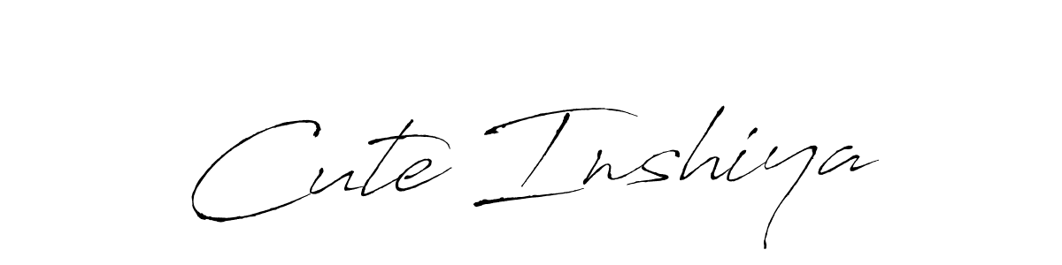 The best way (Antro_Vectra) to make a short signature is to pick only two or three words in your name. The name Cute Inshiya include a total of six letters. For converting this name. Cute Inshiya signature style 6 images and pictures png