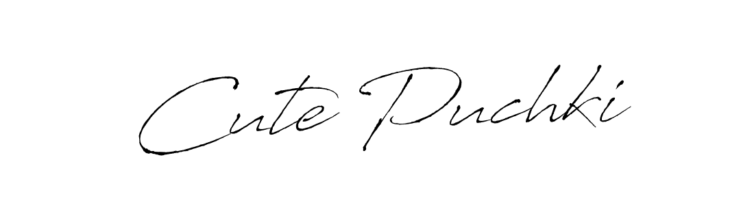 Create a beautiful signature design for name Cute Puchki. With this signature (Antro_Vectra) fonts, you can make a handwritten signature for free. Cute Puchki signature style 6 images and pictures png
