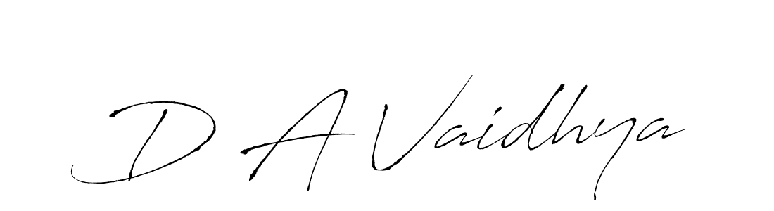 How to make D A Vaidhya name signature. Use Antro_Vectra style for creating short signs online. This is the latest handwritten sign. D A Vaidhya signature style 6 images and pictures png