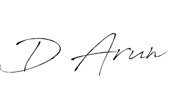 How to make D Arun name signature. Use Antro_Vectra style for creating short signs online. This is the latest handwritten sign. D Arun signature style 6 images and pictures png