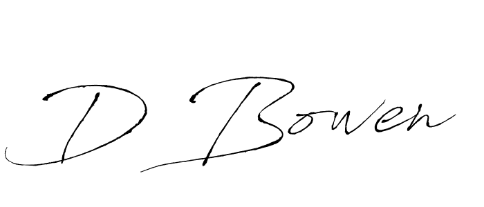 Use a signature maker to create a handwritten signature online. With this signature software, you can design (Antro_Vectra) your own signature for name D Bowen. D Bowen signature style 6 images and pictures png