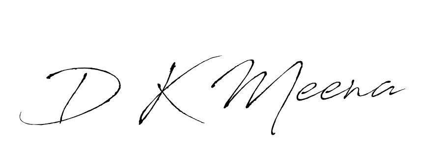 The best way (Antro_Vectra) to make a short signature is to pick only two or three words in your name. The name D K Meena include a total of six letters. For converting this name. D K Meena signature style 6 images and pictures png