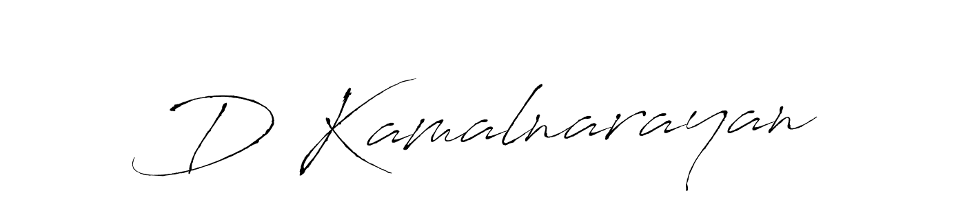 The best way (Antro_Vectra) to make a short signature is to pick only two or three words in your name. The name D Kamalnarayan include a total of six letters. For converting this name. D Kamalnarayan signature style 6 images and pictures png