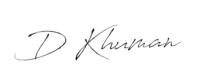 How to make D Khuman name signature. Use Antro_Vectra style for creating short signs online. This is the latest handwritten sign. D Khuman signature style 6 images and pictures png